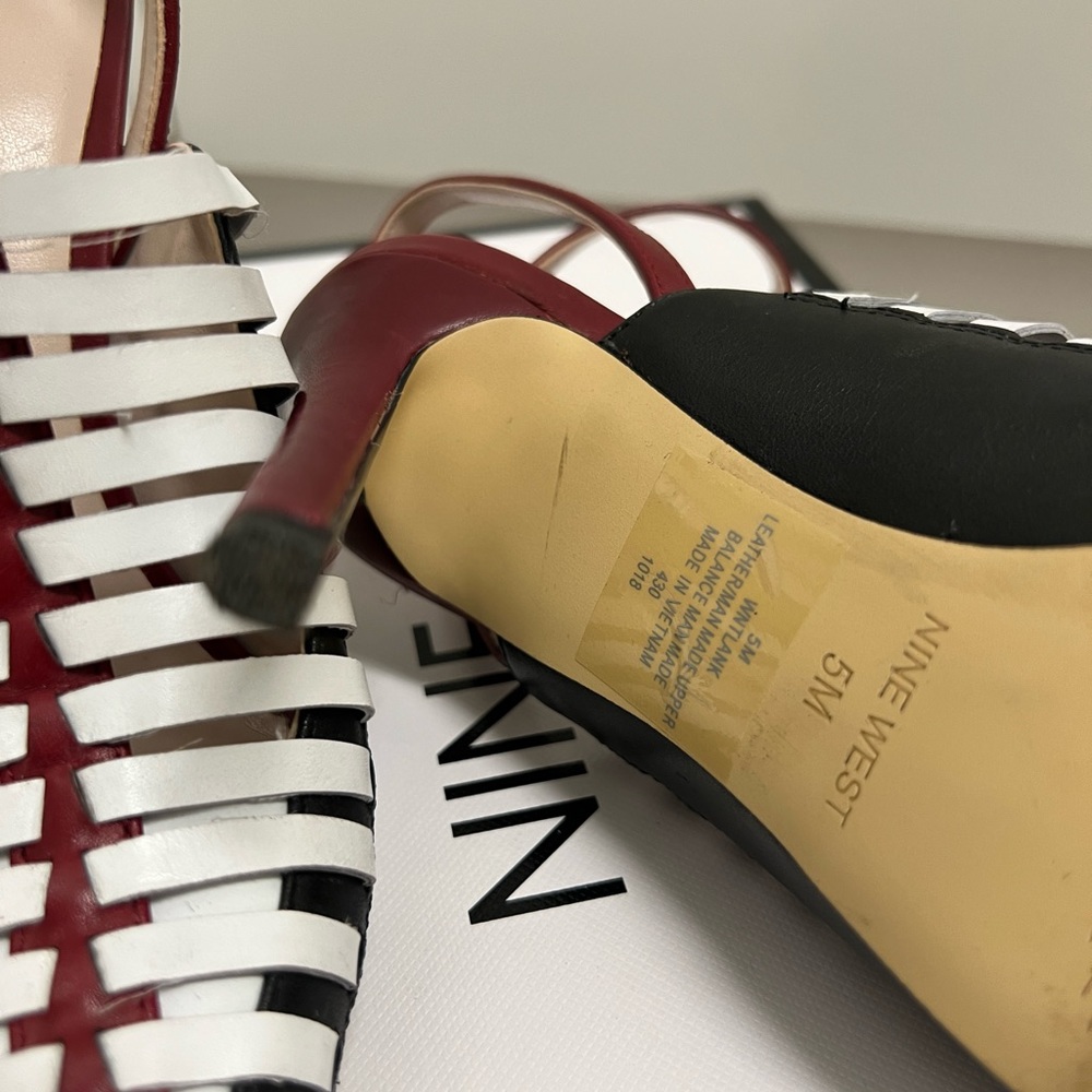 Nine West pointed toe sling back heels, leather upper, US women size 5 - Picture 7 of 10